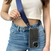 Чехол Transparent Armored case with Navy blue strap для iPhone 13 Pro