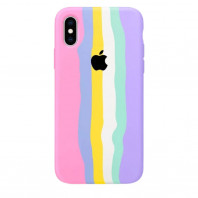 Чехол (copy) Full Silicone Case на Iphone Xs Max Rainbow (pink/lilac cream)