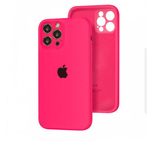 Чехол Silicone Case Full Camera на iPhone 12 Pro Barbie pink black apple