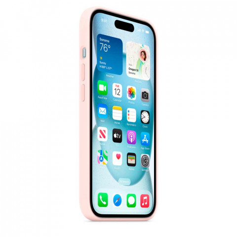 Чехол LUX Silicone Case на iPhone 15 Light pink with MagSafe