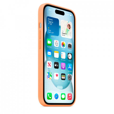 Чехол LUX Silicone Case для iPhone 15 Orange sorbet with MagSafe