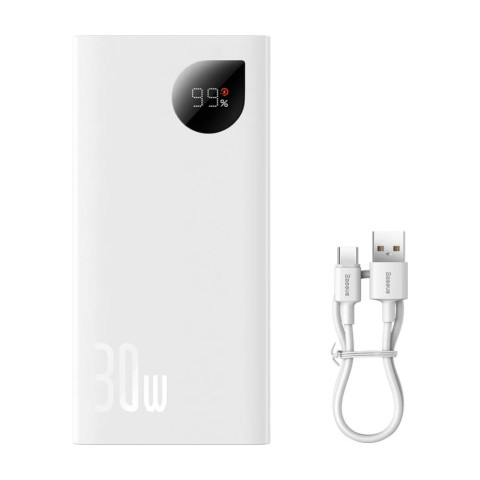Повербанк Baseus Adaman Display 30W 20000mAh White