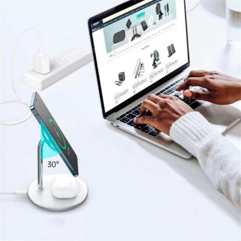 Бездротова зарядка Choetech MagLeap Duo 2 in 1 15W (white)